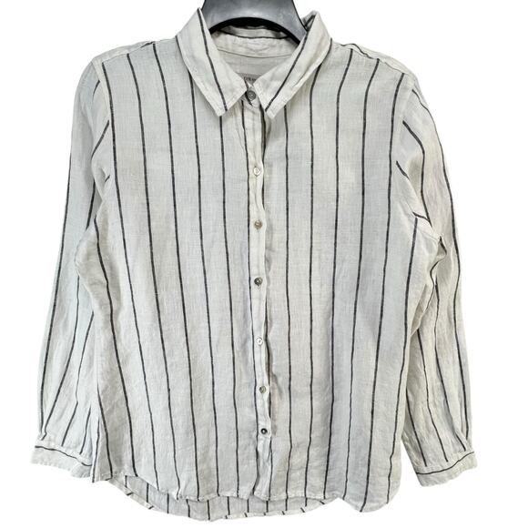 Joie White and Black Striped Blouse - Picture 1 of 14
